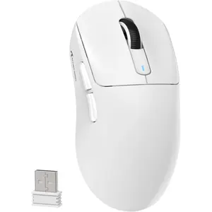 Attack  X3  Gaming , 49g Ultralight, PixArt PAW3395 26000 DPI, /2.4Ghz /Wired Tri-Mode, 200Hrs Rechargeable , Kailh GM8.0  for PC//Win - White