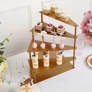 4-Tier Metal Spiral Stairway Cupcake Display Stand 17" Gold - Dessert Cake Step Pedestal Tray for Parties