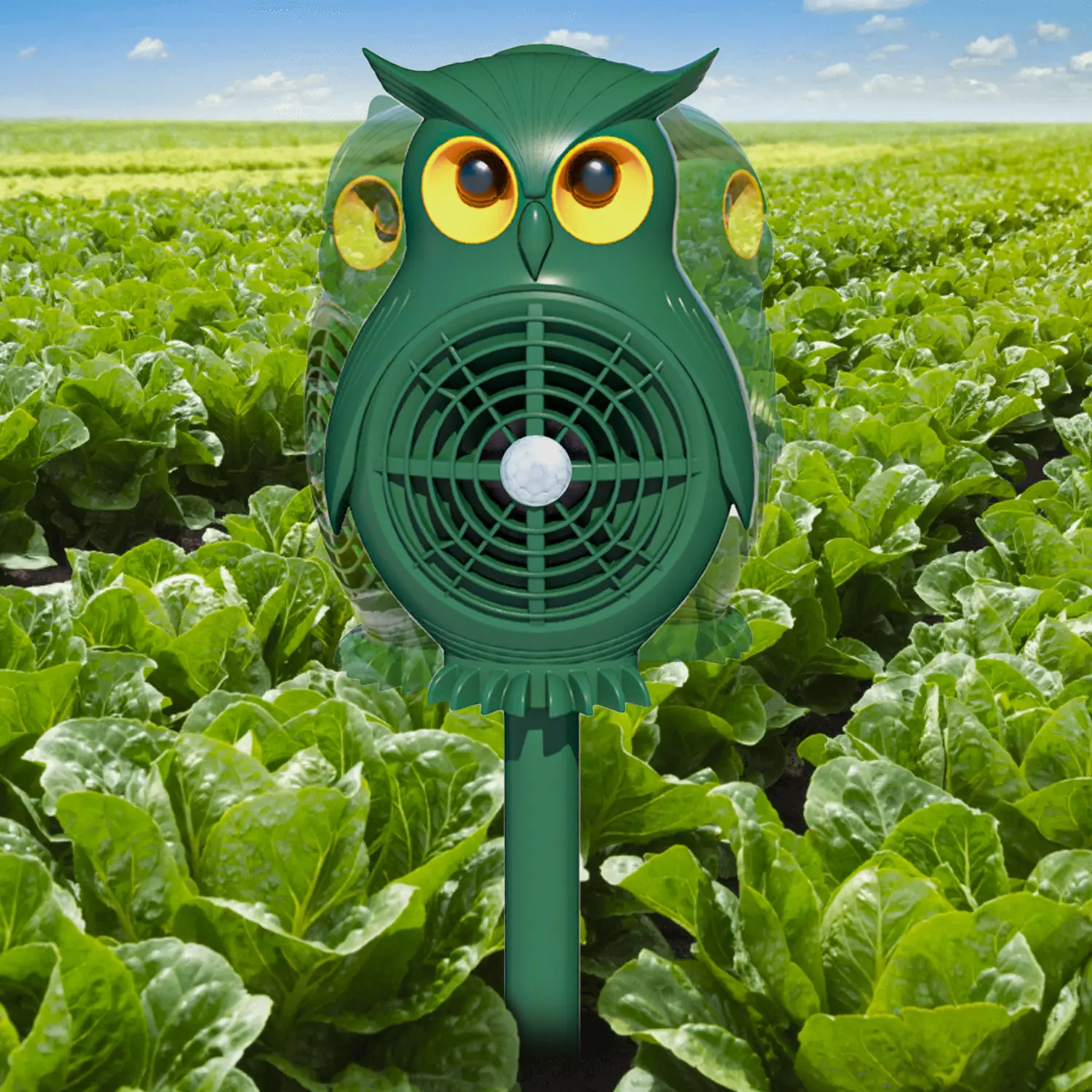 Owl Shape Outdoor Bird Deterrent - Garden Pest Control Device, Scares Birds, Squirrels, Rabbits, Waterproof, Easy to Use, with Reflective Eyes