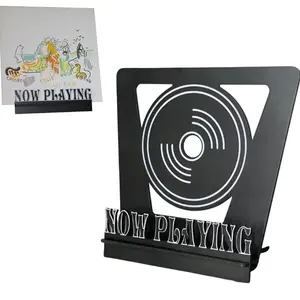 Now Playing Black Vinyl Record Stand - Holds 5-7 Album Covers (open box)