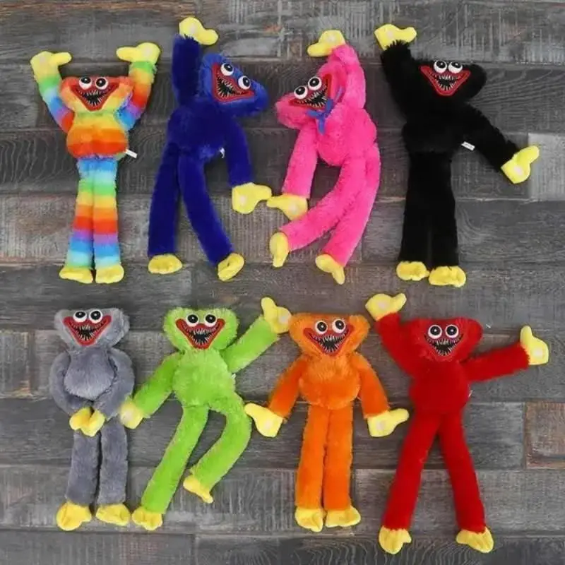 Cute 20cm Rainbow Huggy Wuggy Plush Keychain Soft Stuffed Monster Doll Creative Key Ring For Kids Party Favor & Gift