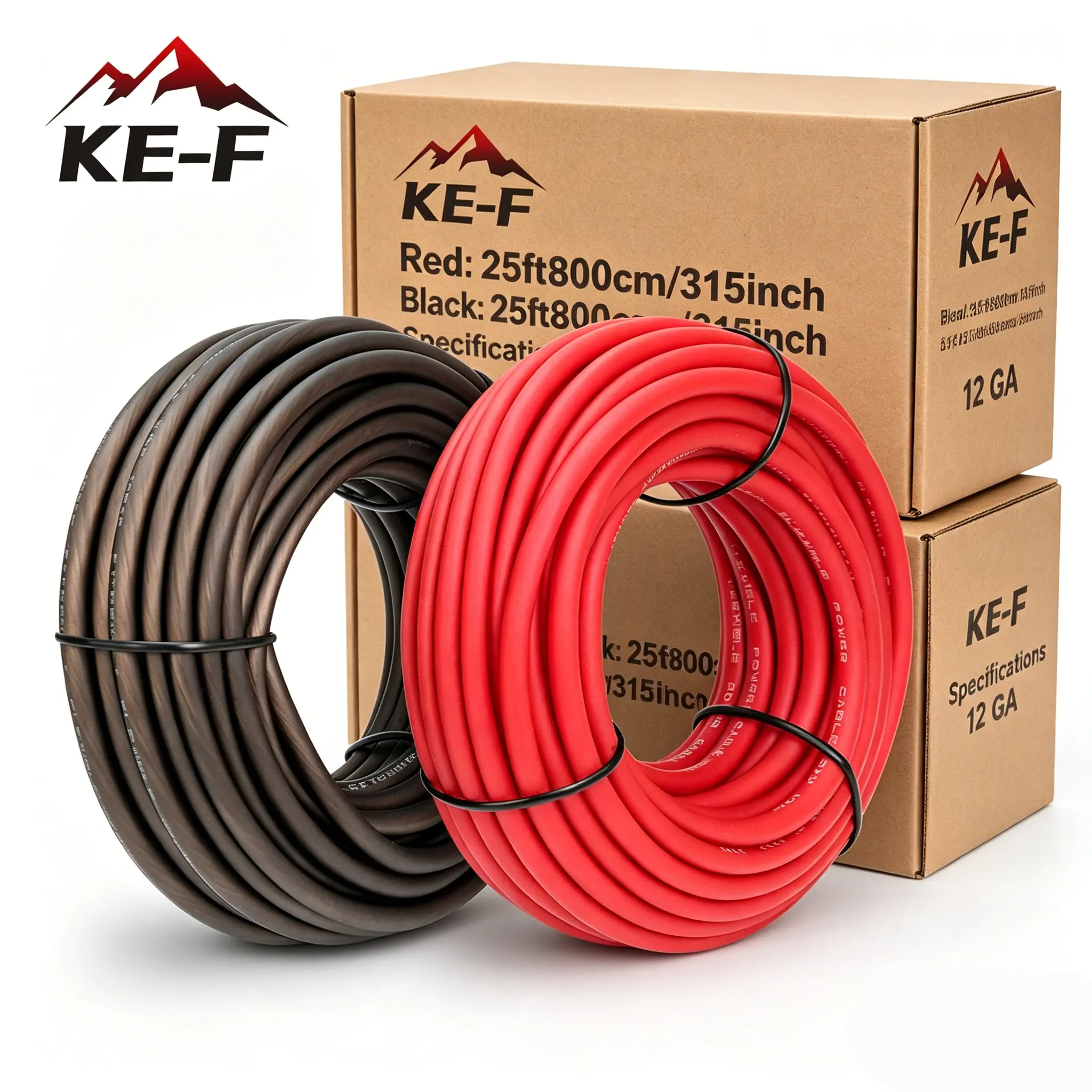 KE-F 50FT 12 Gauge 12AWG Silicon Soft Copper Clad Aluminum Wire 12V Automotive Power/Ground Cable for Car Audio Battery Battery Marine Welding Electrical Audio Wiring Speaker Amp
