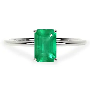 Dainty Emerald Cut Four Prong Emerald Solitaire Ring (1.50cts.)- REM073-8X6-AA