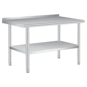 36 x 24 Inch Stainless Steel Prep Table, Heavy Duty Commercial Work Table with 4 Caster Wheels, Adjustable Undershelf & Rounded Corners, Metal Kitchen Workbench for Restaurant, Garage and Outdoor