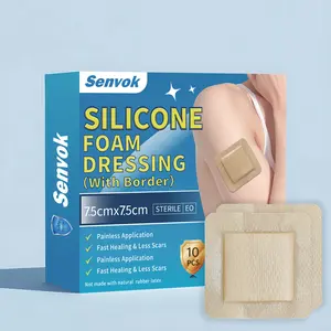 Silicone Foam Dressing with Border Adhesive 7.5*7.5cm Wound Dressing First Aid Bandage for Wound Care 10 Pack