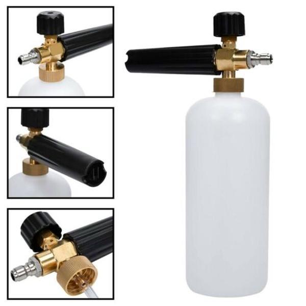 1/4" Brass Core Snow Foam Pressure Washer Gun Kit with Quick Connect Adapter - 1L Car Foam Sprayer, Car Washing Supplies, Adjustable Soap Lance, Spray Jet Nozzle, Dial-In Level, 160Bar for Detailing Trucks or SUVs, Detergent Mixing