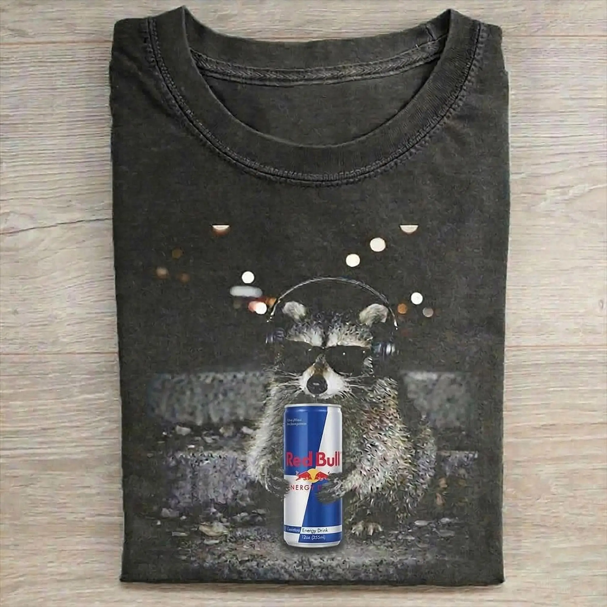 [ Sale Up To 40%] Comfort Colors Vintage Raccoon Red Bull Graphic Tee, Retro Unhinged Animal Energy Drink Shirt