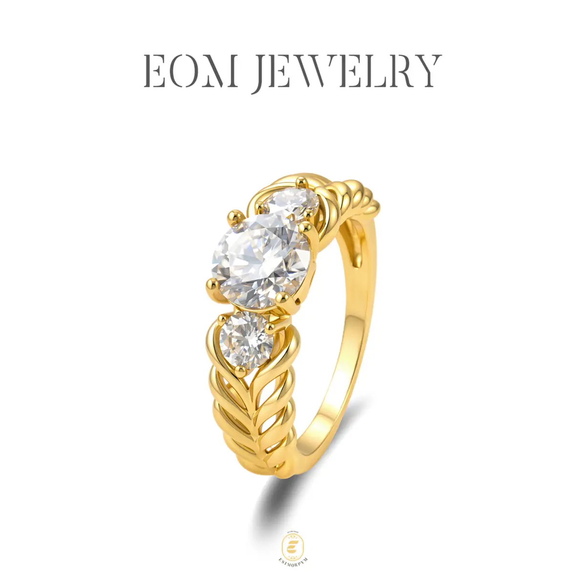 Moissanite 1.8ct Laurel Braided Vine Ring Silver-Plated Birthday Wedding Engagement Anniversary Valentine's Day Daily Wear