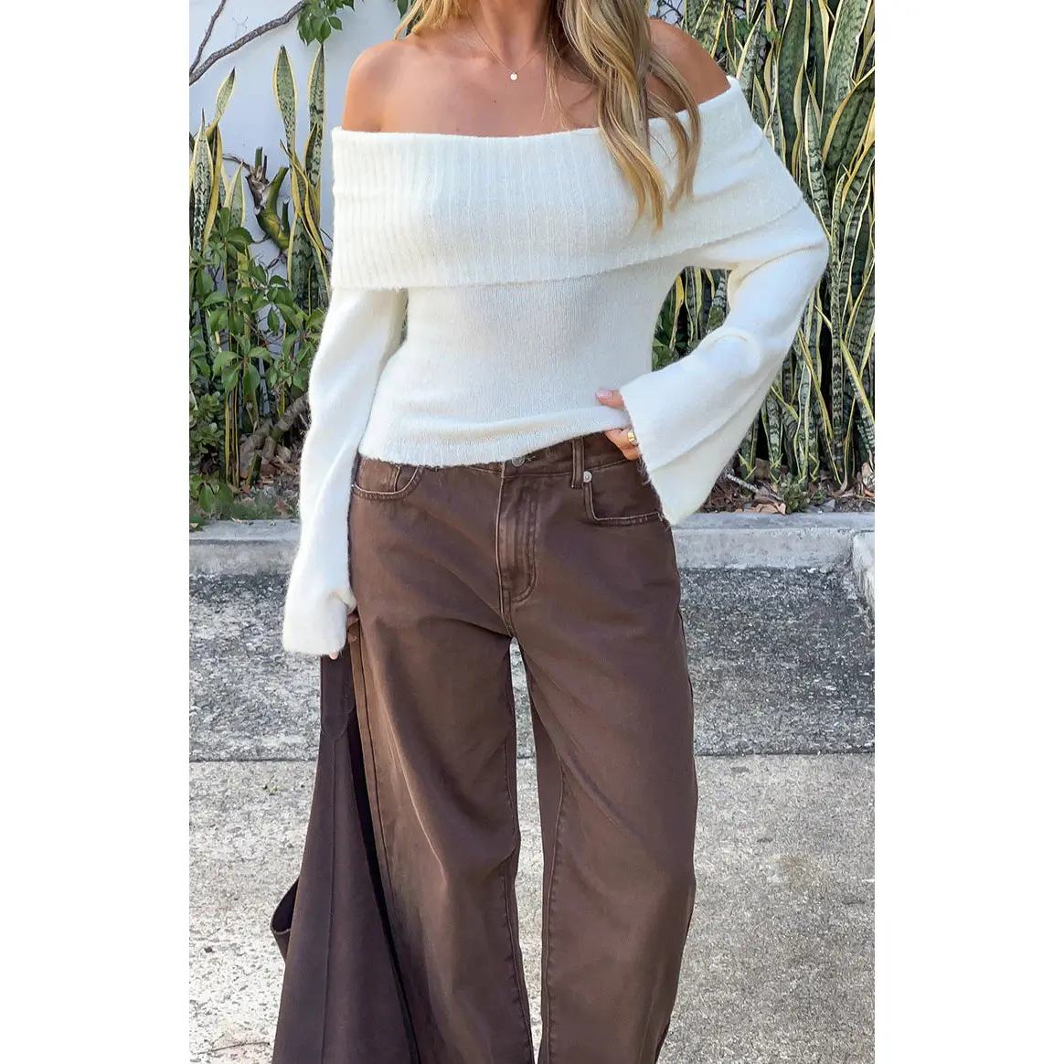 Joey Cream Off Shoulder Sweater