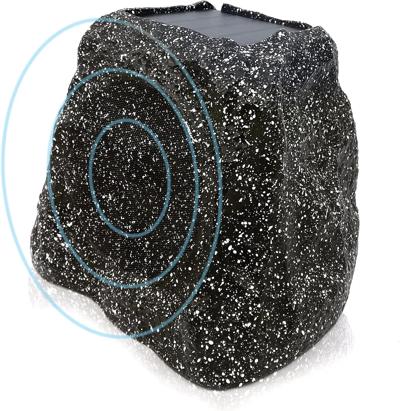 Herdio Rock Weatherproof Loudspeaker System - Solar-Powered Bluetooth Outdoor Speakers, 10H at 80% Power, Rechargeable Battery, True TWS Stereo, Fiberglass Resin, USB Type-C, Mobile/PC & Laptop Compatible, 4/6.5/8-Inch Single (Gray) for Gardens, Patios