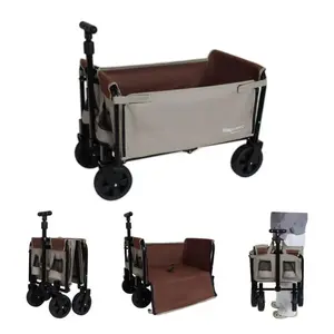 All-in-One Folding Wagon Cart – Converts to Bench Seat, Built-In Storage & Pet Tether, for Parks & Camping