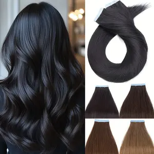 10PCS/ 20PCS Tape in Hair Extension Soft & Silky Human Hair Extensions Seamless Invisible Straight Brazilian Hair Hairpieces For Women - Jet Black, Natural Black, Dark Brown, Light Brown