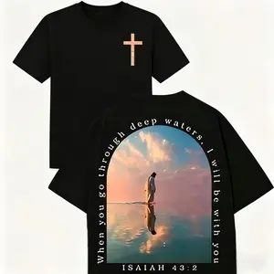 Featuring a design inspired by the Cross and verses from the Book of Isaiah, this piece boasts a double-sided print pattern ideal for summer wear; its dropped-shoulder silhouette blends Y2K, vintage, and streetwea