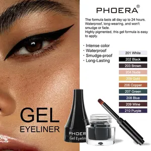 PHOERA Ten Color Eyeliner Set: White, Black, Brown, Nude, Gold, Copper, Green, Blue, Wine, and Purple - Cosmetic Lipliner Makeup