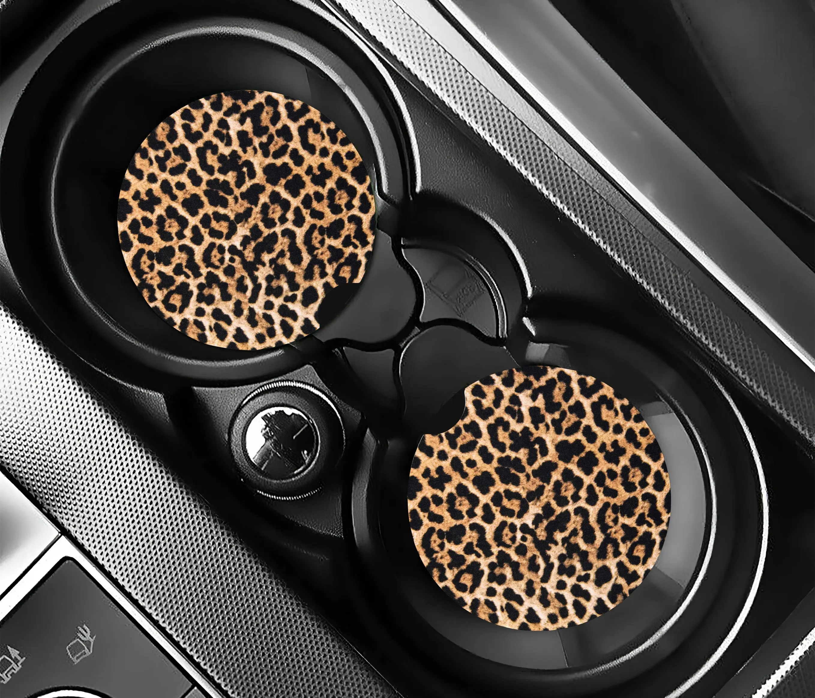 Cheetah Print Brown Car Coaster Set of 2 - Classic Design for Home Use Car Floor Mat Car Accessories