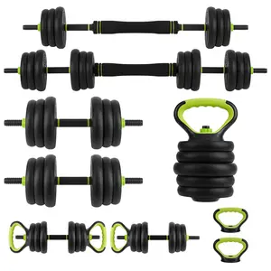 4-In-1 Adjustable Weights Dumbbell Set, Weight Set with Connector Used As Kettlebells, Barbell, Push Up Stand, Fitness Exercise Dumbbell, Free Weight Set for Home Gym