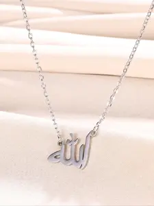 Arabic Letter Pendant Necklace for Women & Girls, Stainless Steel Jewelry for Party, Daily Clothing Decor, Trendy All-match & Exquisite Jewelry for Birthday Gift