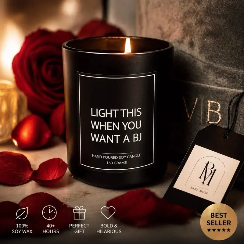 BJ Candle Funny Gift for Husband Boyfriend Birthday Valentine's Day Present Unique Fun Candles for Him Special Occasions