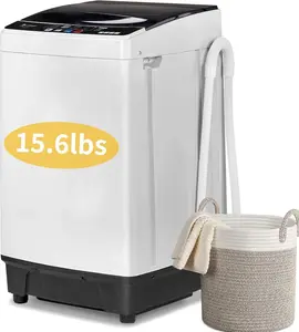 Ubesgoo 15.6LBS Portable Washing Machine, Full-Automatic Laundry Machine with Stainless Steel Drum, 10 Wash Programs Compact Washer and Spin Dryer Combo with Drain Pump for Apartment, Dorm, Home