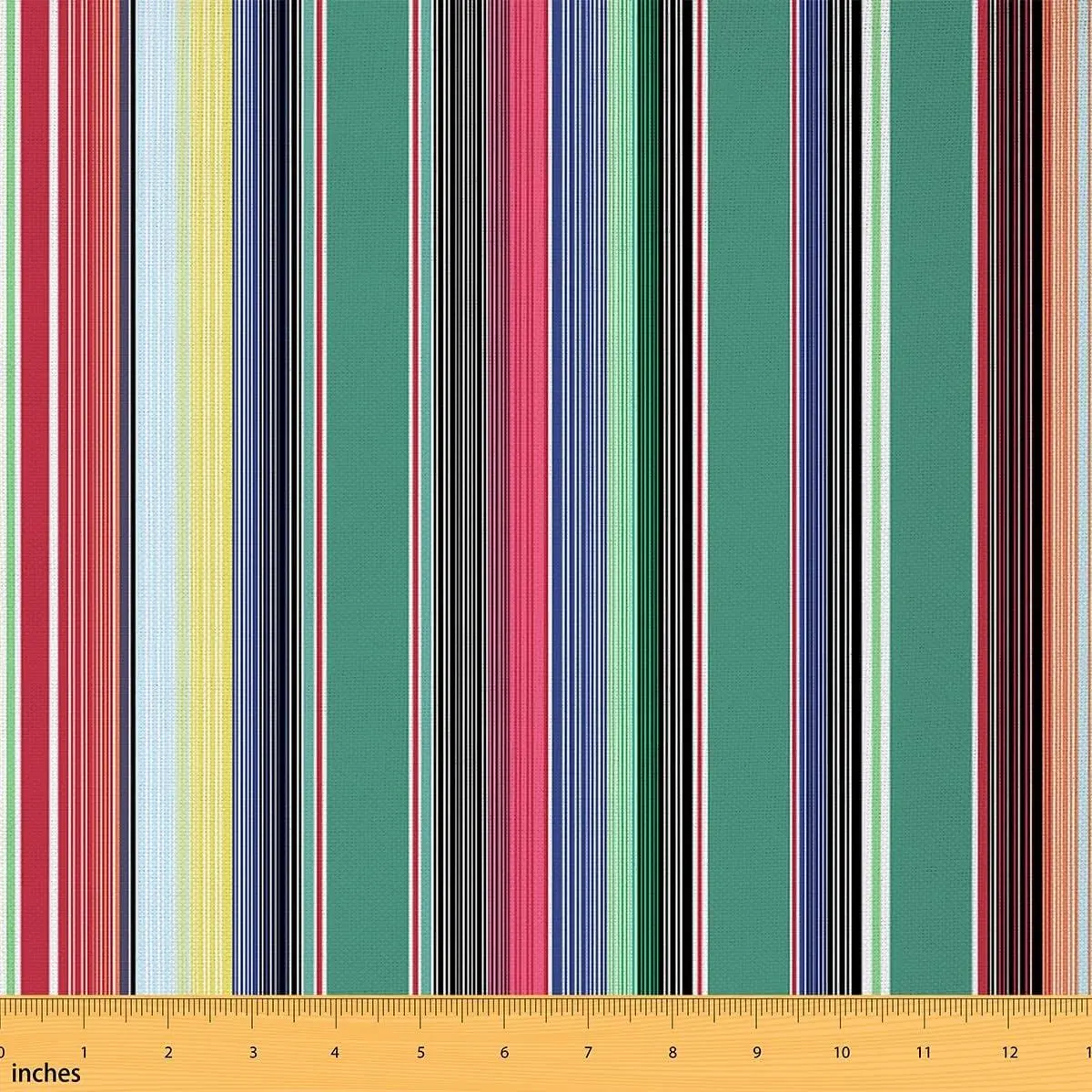 Stripes Fabric,an Ethnic Flannel Polyester Fabric,Bohemian Lines Fabric Panels Quilting,Farmhouse Style Sewing Fabrics