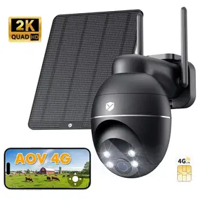 4G LTE Wireless Solar Powered Security Camera – 2K HD Live View 360° Coverage Auto Tracking, No WiFi, 24/7 Recording, Color Night Vision, Remote App Control Outdoor Monitoring for Unlimited Data