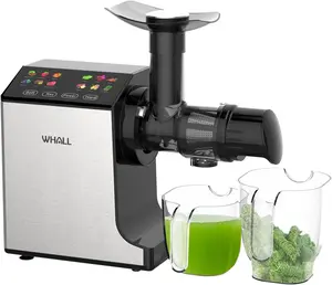 WHALL Masticating Slow Juicer, Professional Stainless Juicer Machines for Vegetables and Fruit, Touchscreen, Cold Press Juicer with 2 Speed Modes, Reverse Function, Easy to Clean