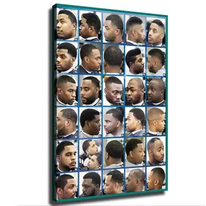 Barber Shop Black Men's Hairstyle Style Diagram Poster Modern Aesthetic Picture Wall Art Home Office Decoration Holiday Gift (24*36inch-Unframed)