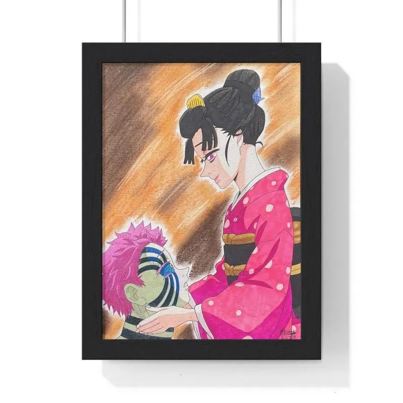 [Up To 50% Off] Demon Slayer Infinity Castle Akaza & Koyuki Vertical Vibrant Unframed Paper Print Photo, Home Decor with Mount Option, Room Decoration