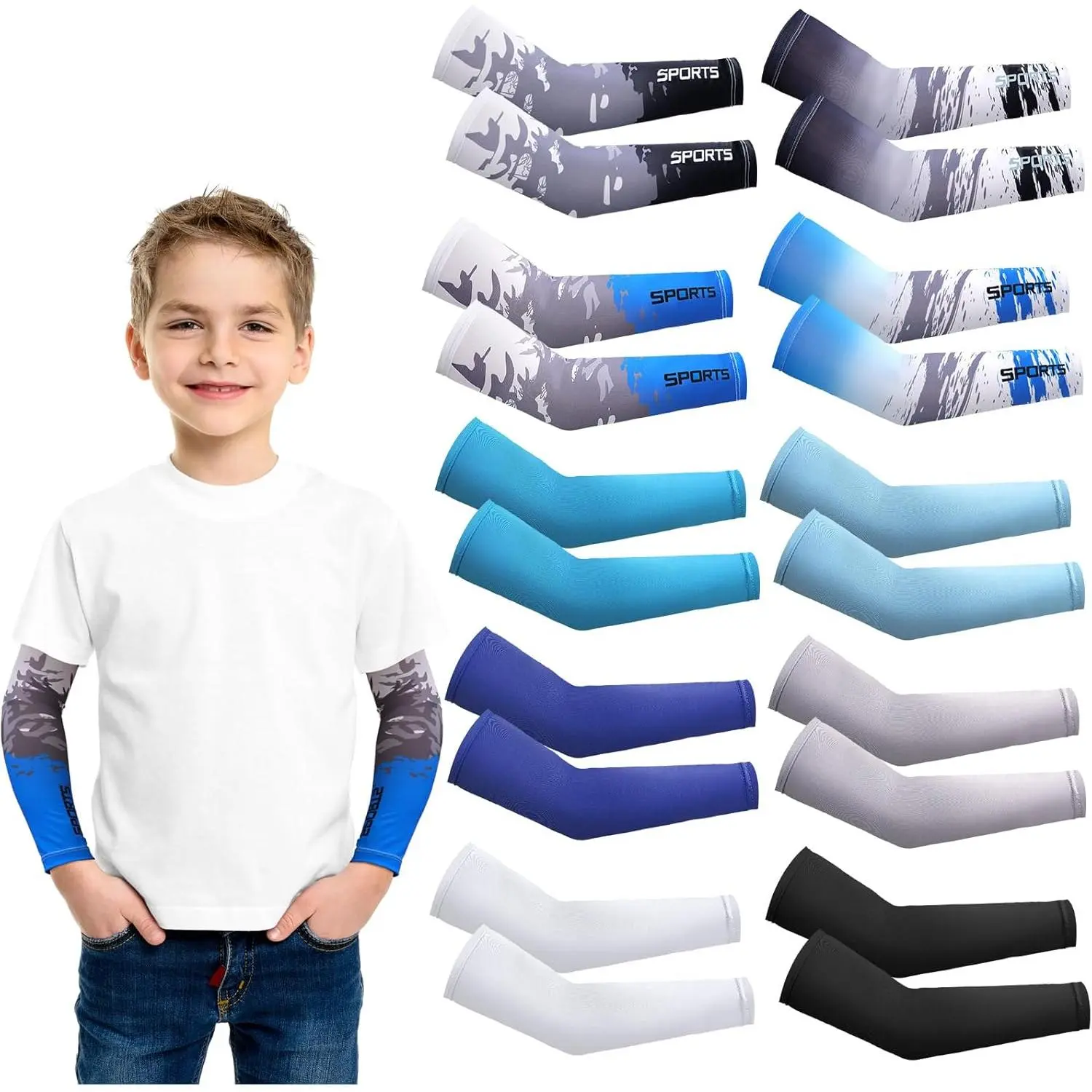 10 Pairs Arm Sleeves for  Basketball Baseball UV Sun Protection Sleeves Cooling Arm Cover Boys Girls Outdoor