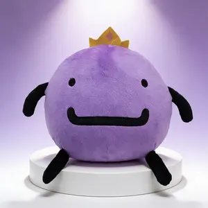 Purple Wemmbu Plush, Soft Stuffed Animal, Cute Round Stuffed Toy with Gold Crown, Cozy Hugging Pillow for Kids & Teens, Perfect Gift for Gamers & Fans, Soft Short Fur, PP Cotton Filling, Home Decor, Character Inspired by Popular Gaming Content
