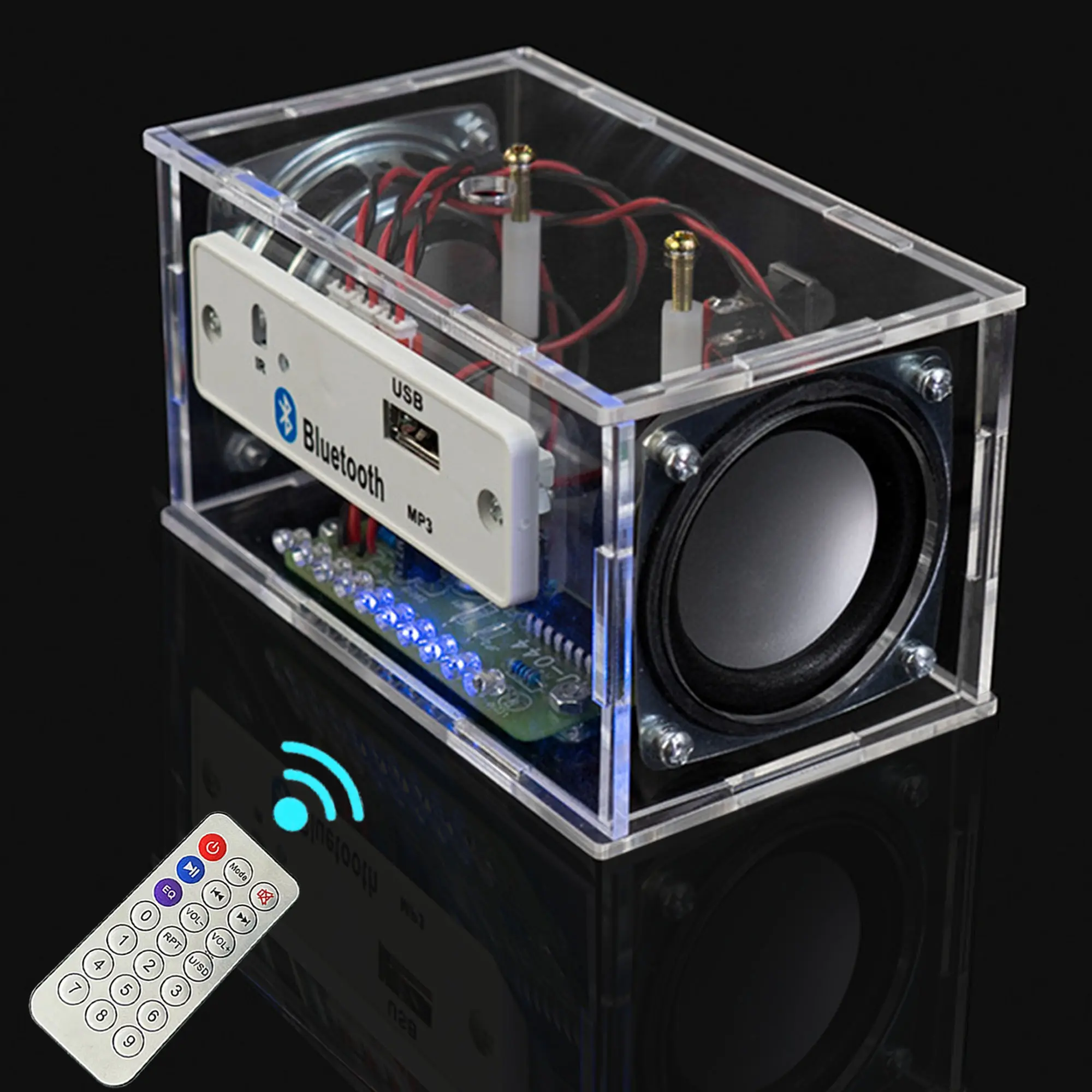 DIY Bluetooth-Compatible Speaker Kit - Mini Stereo Audio Amplifier with LED Flashing Light, Cool Tech Mini Gadgets for Above 12 STEM Learning, Home Office Use