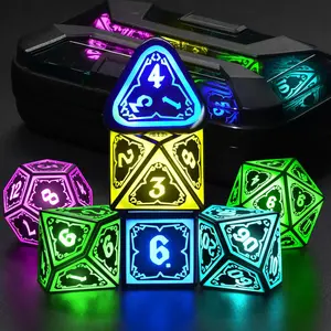 Wireless Light Up Dice Set D and D RGB for Dungeons and Dragons,Cool LED DND Dice with Charging Box Rechargeable 7 Color Polyhedral Role Playing Dice for DND Gifts RPG(Astral Shard Black)
