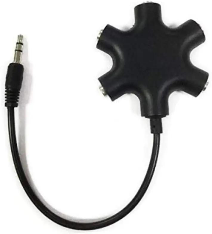Headphone Splitter - 5 Ports for 3.5mm Devices 5 Ways Adaptor 3.5mm Audio Stereo Splitter Cable 3.5mm Male to 5 Port 3.5mm Female for Earphone and Headset Splitter Adapter for iPhone