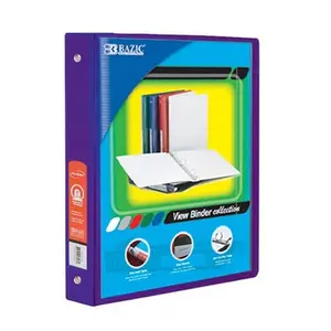 212 MAIN 1" Purple 3-Ring View Binder with 2 Pockets, Case of 12 (Model 4127), Two Pockets
