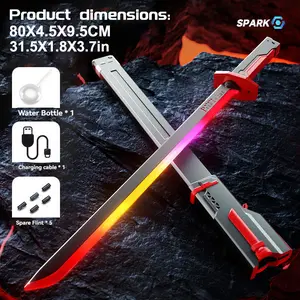 31.5 Inch Spark Knife, 8 RGB Color Changing LED Lights, With Waving Sound Effect And Ignition Spark Effect, With Atomization Spray Effect, A Birthday Gift For Boys And Girls On Halloween And Christmas Valentine's Day gift
