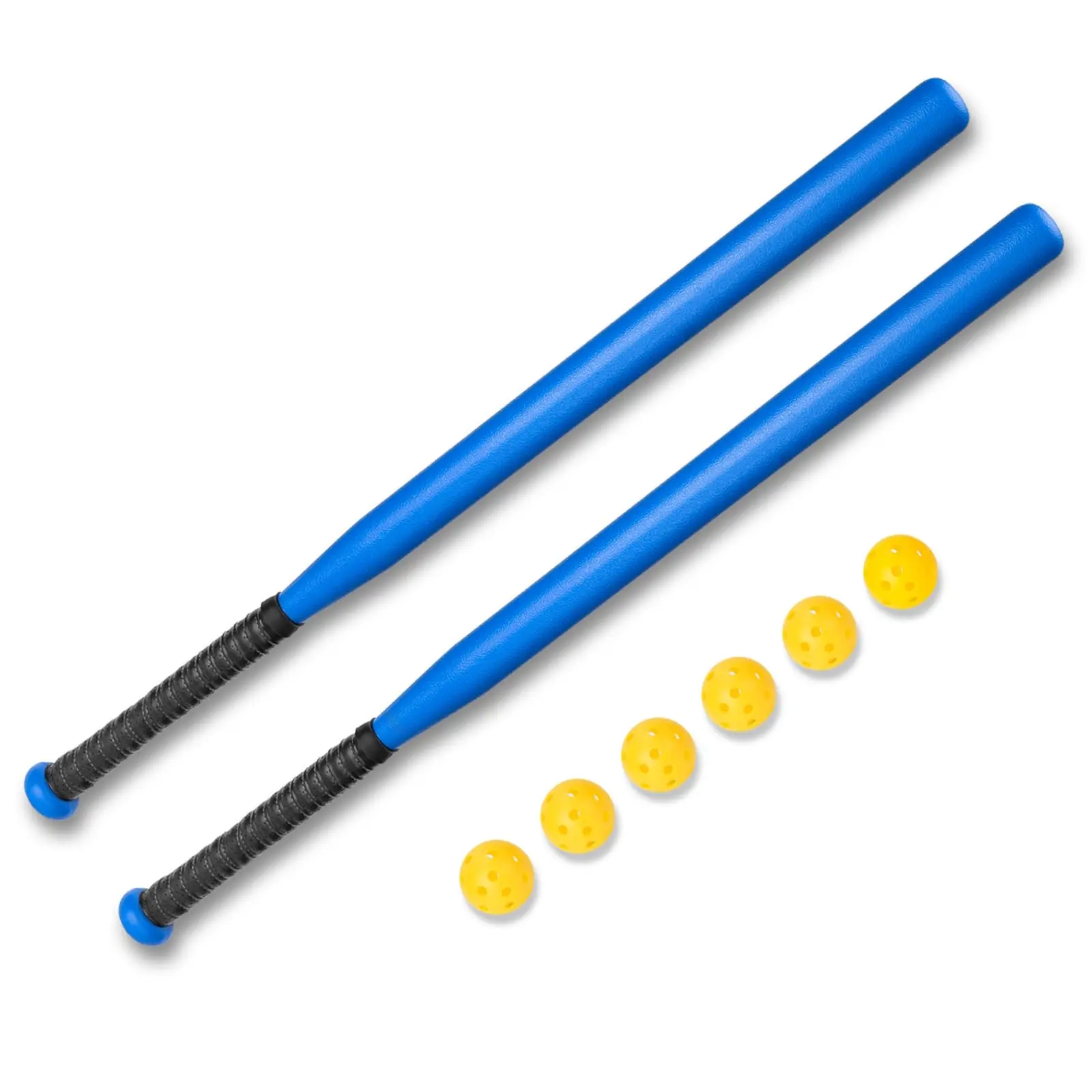 Hikeen Baseball Bat Set with 2 32-Inch Plastic Bats & 6 Balls, Practice Kit for Kids, Adults & Novice Players, Non-Slip Handle for Better Control & Batting Ability