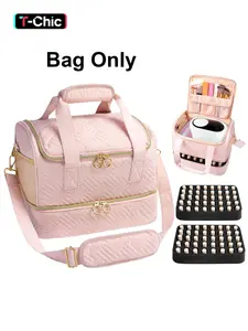 Nail Polish Organizer Bag Holds 80 Bottles (15ml/0.5fl.oz), Nail Lamp, Velvet Nail Kit Storage Carrying Case with Shoulder Strap, Double Layer Nail Supplies Organizer Handbag Women, holiday gifts, Travel Cosmetic Bags, Travel Accessory