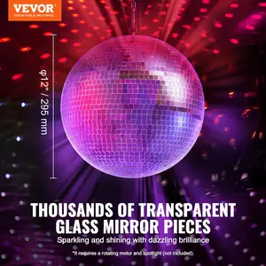 【Summervibes】VEVOR Mirror Disco Ball, 12 Inch Mirror Ball with Hanging Ring, Lightning Disco Ball Party Decorations, Ideal for DJ Club, Stage, Wedding, Birthday, Christmas, New Years Celebration