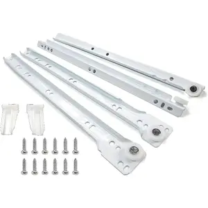 10 Inch White Euro Slides, Double Stopper Functional Cabinet Hardware. 75 lbs Capacity Cold Rolled Steel, Powder Coated Long Lasting Kitchen Drawer Slides