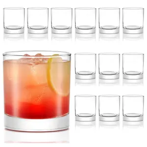 Libbey 917CD Heavy Base Rocks Glasses Set of 12, Rocks Glass Cups Set with Simple Lines, Elegant Old Fashioned Glass for Whiskey,Cocktails and More