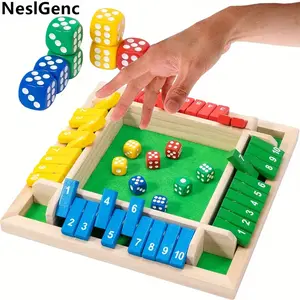 Hexagon Shut the Box 1-4Player PremiumWooden Board Game for Family Game NightParties and Classroom Activities withColorful Dice and Numbered Tiles