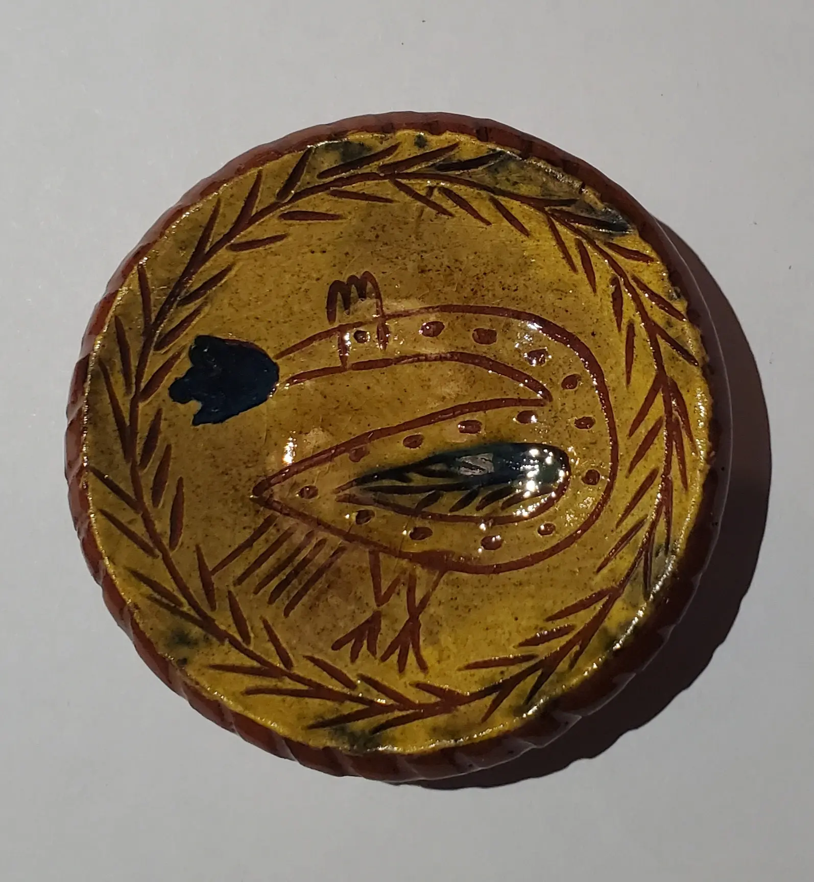 2 1/2" Sgraffito Pottery Plate