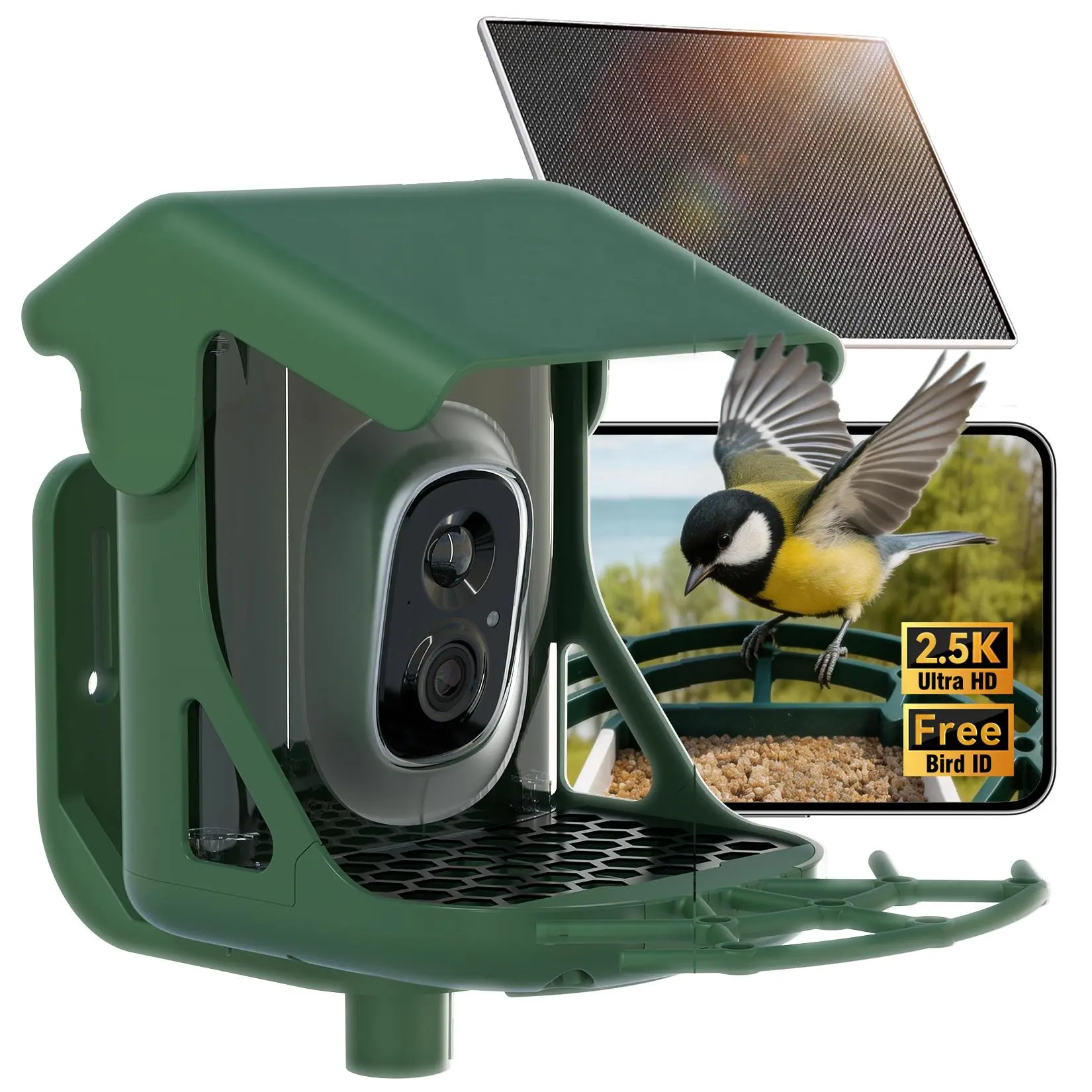 Solar Bird Feeder Camera for Backyard, Smart Birdhouse with 2.5K HD Live View, Free AI Bird Identification & Motion Alerts, Outdoor Wildlife Feeder with Solar Panel, Automatic Bird Recognition, Phone App Monitoring, Gift for Bird Lovers – CINMOORE outdoor