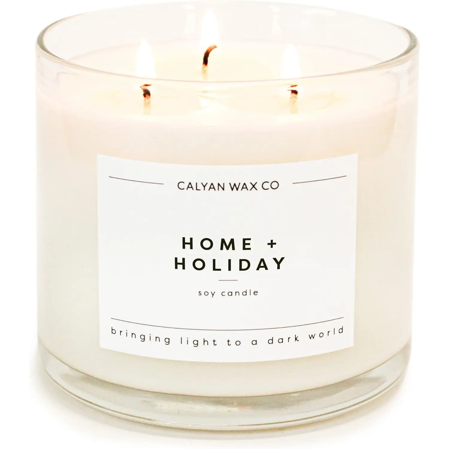 Calyan Wax Soy Wax Candle, Home & Holiday, 3 Wick Scented Candle for the Home, Christmas Candles, Vanilla Candle, 14.9 Oz Soy Wax, 43 Hour Burn Time, Large Candle in Glass Jar CALYAN WAX CO.