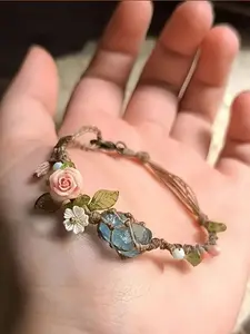 Handmade Bohemian Floral Bracelet, Natural Gemstones & April Birthstone, Light Ocean Jewelry, Perfect for Daily Wear, Party Gifts, Valentine's Day