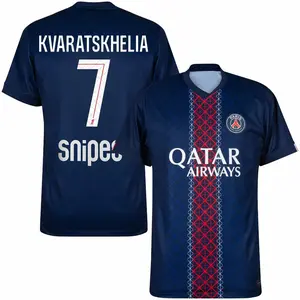 Unisex Soccer/Football PSG Team khvicha kvaratskhelia #7 Champions League/Ligue 1 2025/26 Home/Away Replica Jersey - Navy