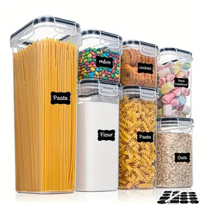 7 Pcs Airtight Food Storage Containers With Lids, Candy Jars With Lids, BPA Free Plastic Food Canisters With Lids Containers For Kitchen & Pantry Organization And Storage, Dry Food Canisters For Flour, Sugar And Cereal, Snack Containers, Kitchen Supplies