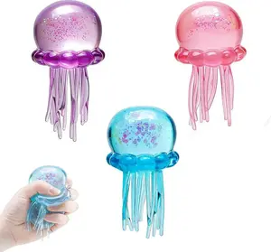 Soft Gel Filled Sensory Squeeze Toy, Stretchy Elastic Squishy Stress Relief Ball, Calming Anxiety Reducing Hand Fidget, Cute Relaxing Jelly Texture, Fun Portable Handheld Squeeze Toy Gift for All Ages