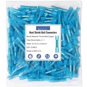 Heat Shrink Wire Connectors 210 Count 16-14 AWG Blue Insulated Electrical Wire Connectors Automotive Marine Grade Wire Crimp Terminals Splices