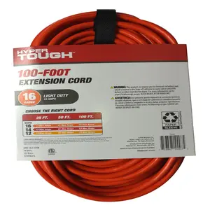 Hyper Tough 16AWGX3C 100ft Indoor and Outdoor Light Duty Orange Vinyl Extension Cord